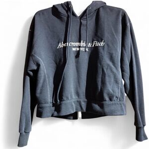 Abercrombie & Fitch Black Hoodie with White Logo size Medium